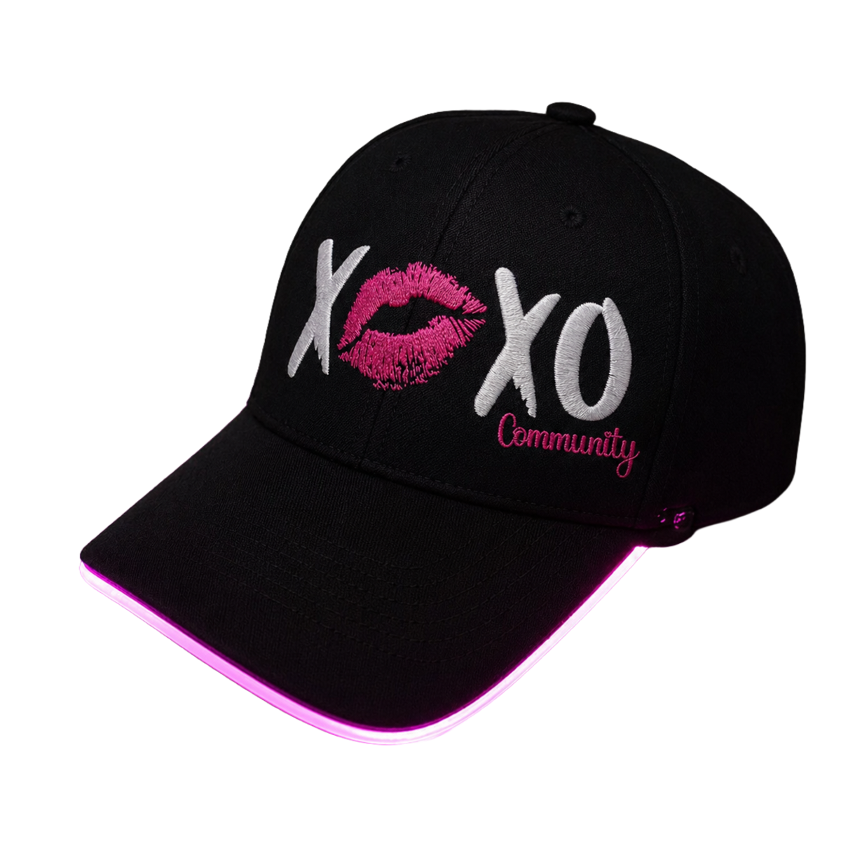 Casquette LED XoXo — visière lumineuse rose