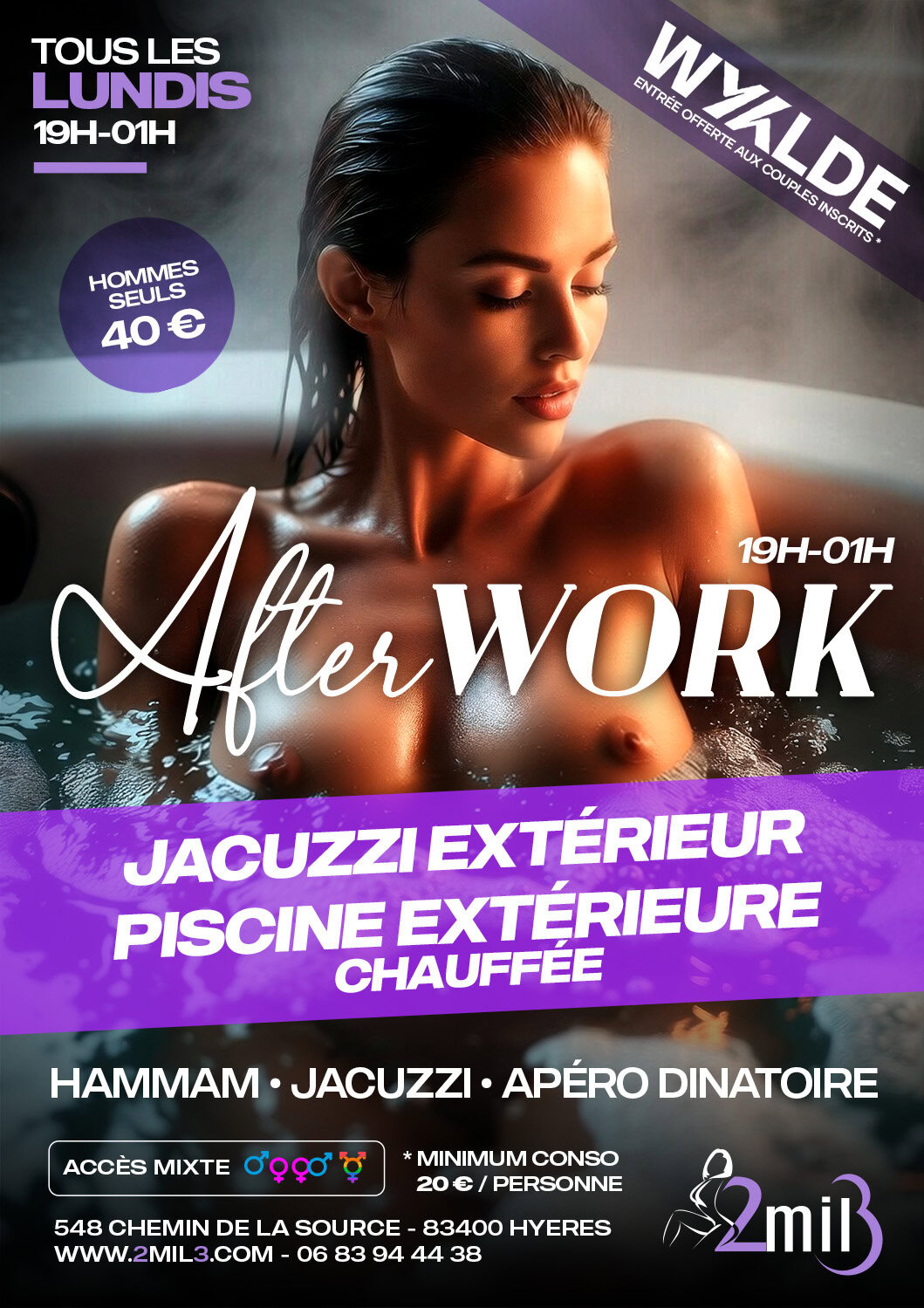 APERO BALNEO LIBERTIN DU LUNDI ENTRÉE GRATUITE AUx COUPLES ET FEMMES SEULES INSCRITS SUR LA FICHE – HS 40€ SEULEMENT APERO BALNEO LIBERTIN DU LUNDI ENTRÉE GRATUITE AUx COUPLES ET FEMMES SEULES INSCRITS SUR LA FICHE – HS 40€ SEULEMENT