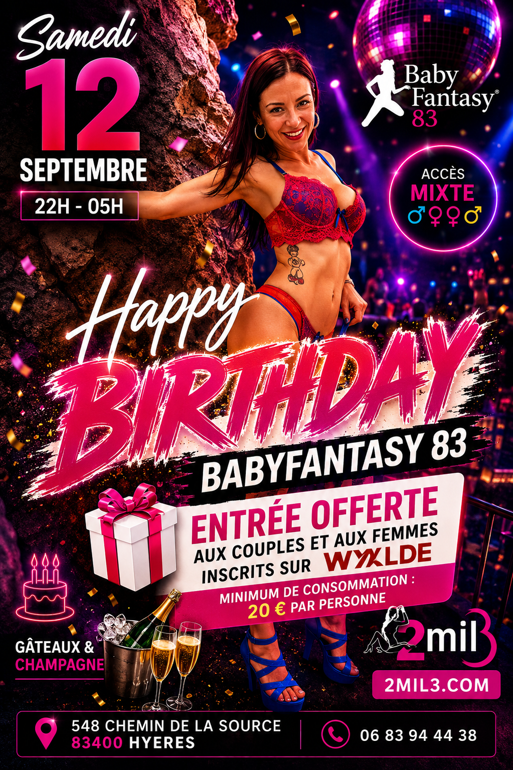 🎉 MON ANNIVERSAIRE EN MODE ORGIE GANGBANG XXL AU CLUB LE 2MIL3 🎉 ENTRÉE GRATUITE AUx COUPLES ET FEMMES SEULES INSCRITS SUR LA FICHE