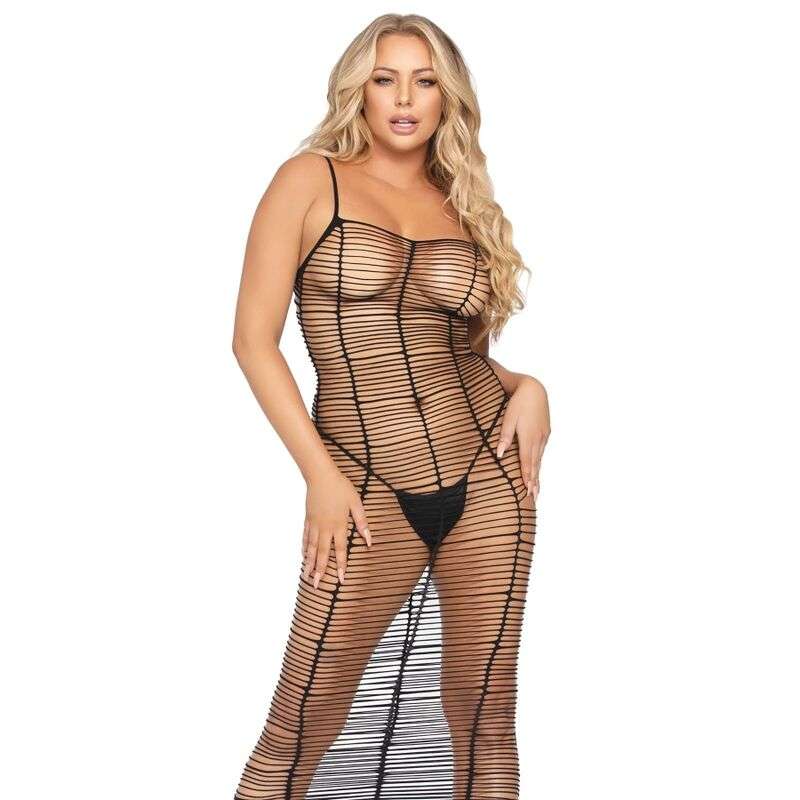 LEG AVENUE – ROBE MAXI EN FILET HORIZONTAL TAILLE UNIQUE