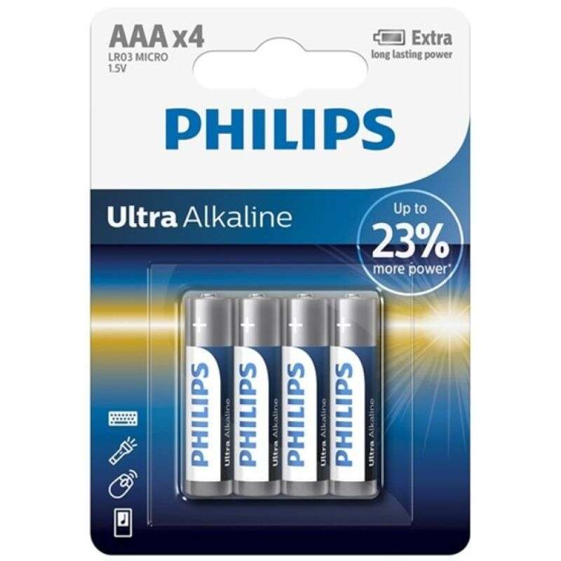PHILIPS – PILE ULTRA ALCALINE AAA LR03 4 UNITÉ