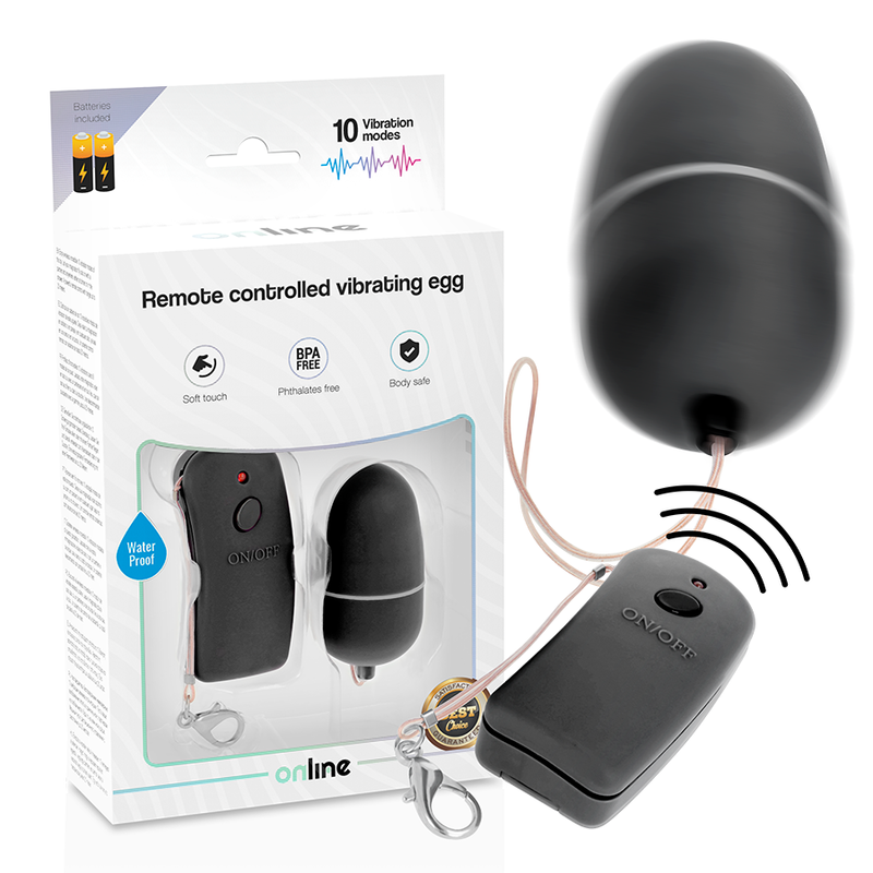 ONLINE – OEUF VIBRANT AVEC TÉLÉCOMMANDE NOIRE