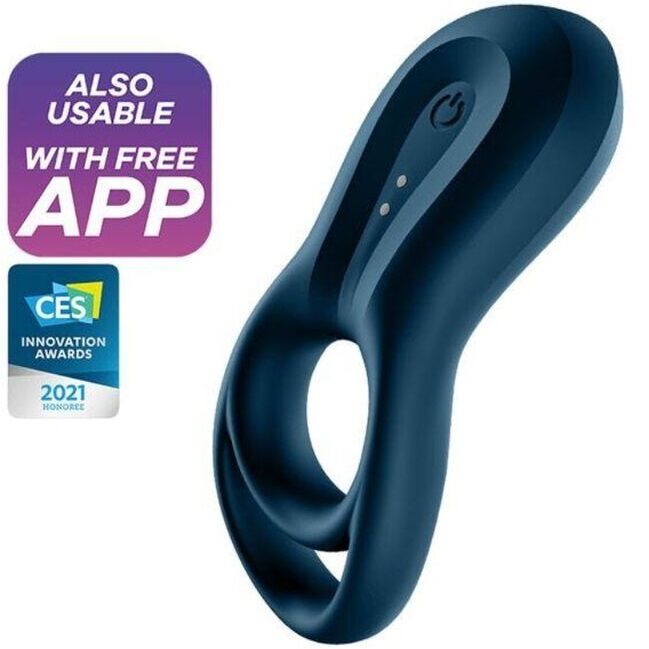 SATISFYER – APPLICATION EPIC DUO RING VIBRATOR BLEU