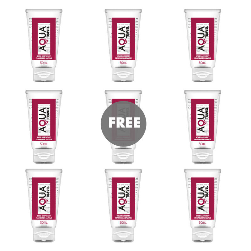AQUA TRAVEL – LUBRIFIANT A BASE DEAU SAVEUR FRAMBOISE SAUVAGE – 50 ML 8+1 OFFERT