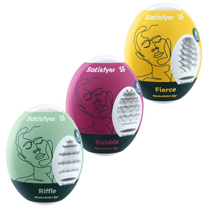 SATISFYER – 3 OEUFS MASTURBATEURS RIFFLE, BUBBLE  FIERCE