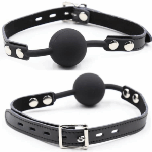 OHMAMA FETISH – BÂILLON BALLE EN SILICONE AVEC CEINTURE EN CUIR (CADENAS INCLUS)
