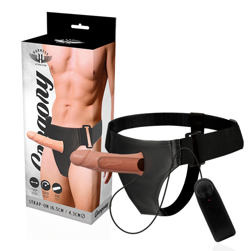 HARNESS ATTRACTION – GREGORY HOLLOW RNES AVEC VIBRATEUR 16.5 CM -O- 4.3 CM