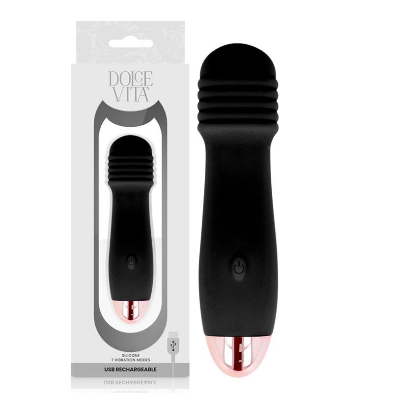 DOLCE VITA – VIBRATEUR RECHARGEABLE TROIS NOIR 7 VITESSES