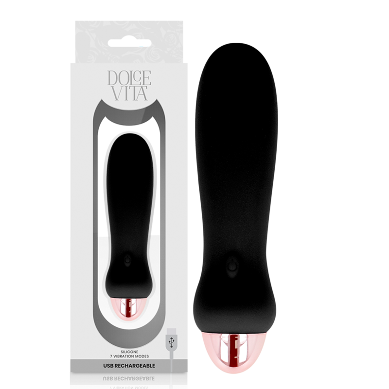 DOLCE VITA – VIBRATEUR RECHARGEABLE CINQ NOIR 7 VITESSES