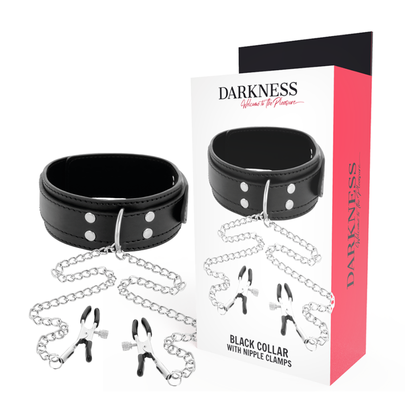 DARKNESS – COLLIER AVEC PINCES  NIPPLE NOIR