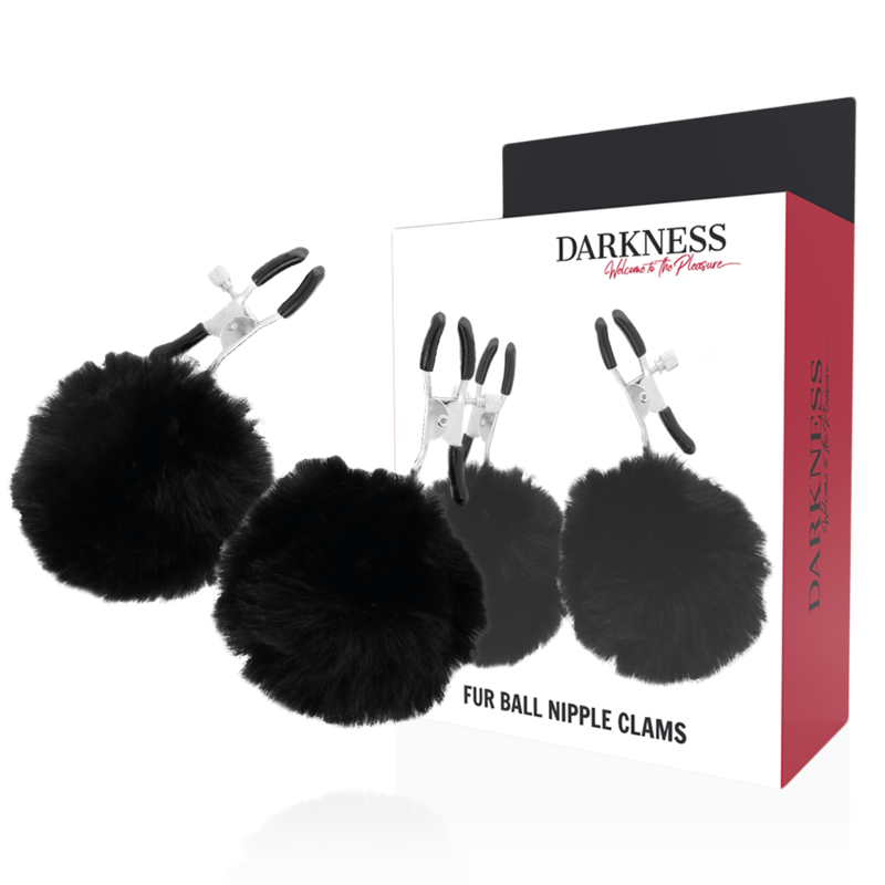 DARKNESS – PINCES À TÉTONS AVEC POM POMS 1