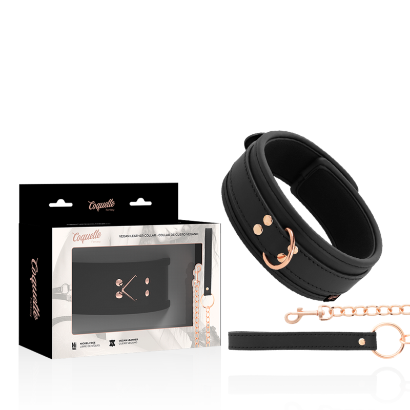 COQUETTE CHIC DESIRE – COLLIER FANTAISIE EN CUIR VÉGAN AVEC BRACELET ET DOUBLURE EN NÉOPRÈNE