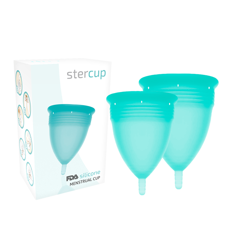 STERCUP – COUPE MENSTRUELLE EN SILICONE FDA TAILLE S + L AIGUE-MARINE