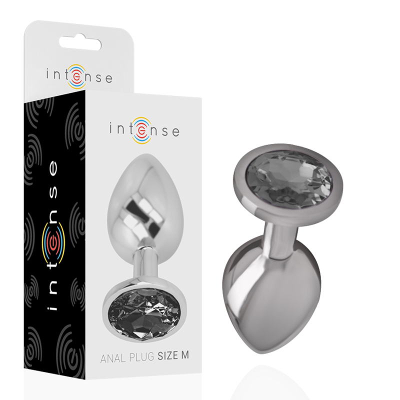 INTENSE – PLUG ANAL EN MÉTAL ALUMINIUM AVEC VERRE NOIR TAILLE M