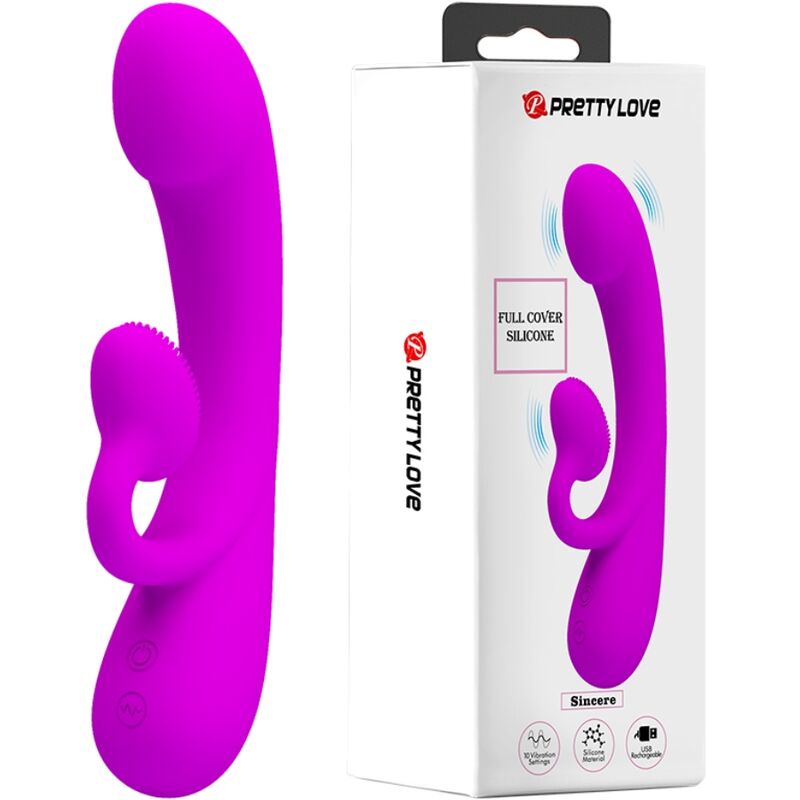 PRETTY LOVE – VIBRATEUR SINCÈRE ET ONDES STIMULANTES CLITORIDIENNES SILICONE VIOLET