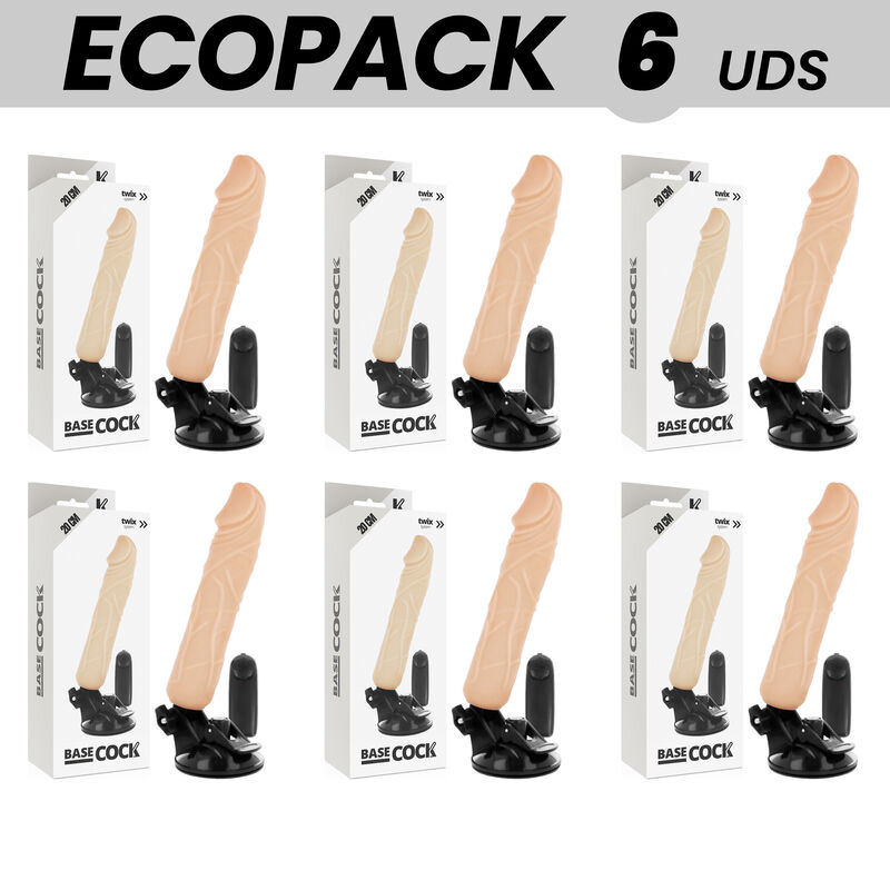 ECOPACK 6 UNITÉS – BASECOCK VIBRATEUR TÉLÉCOMMANDE NATUREL RÉALISTE 20 CM -O- 4 CM