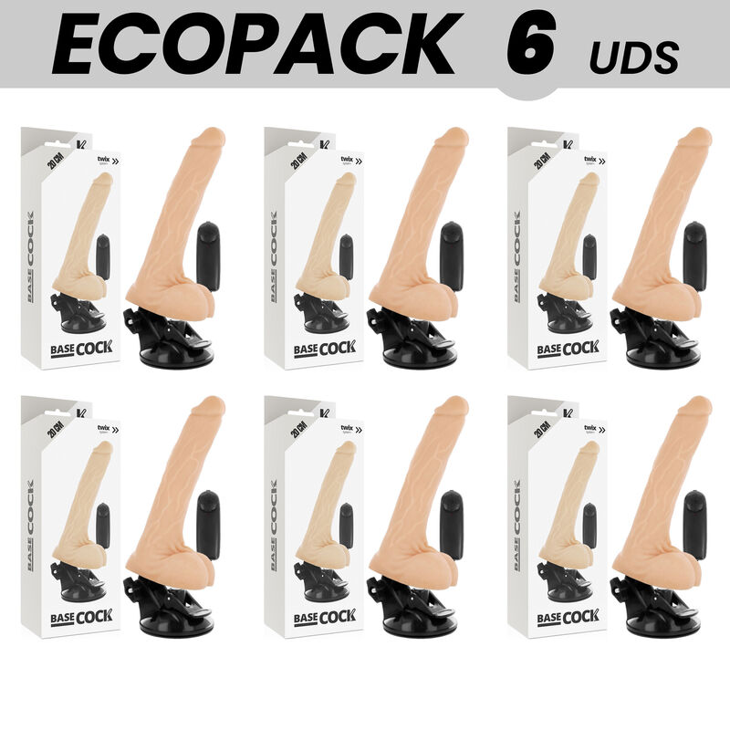 ECOPACK 6 UNITÉS – BASECOCK VIBRATEUR NATUREL RÉALISTE TÉLÉCOMMANDE AVEC TESTICULES 20 CM -O- 4 CM