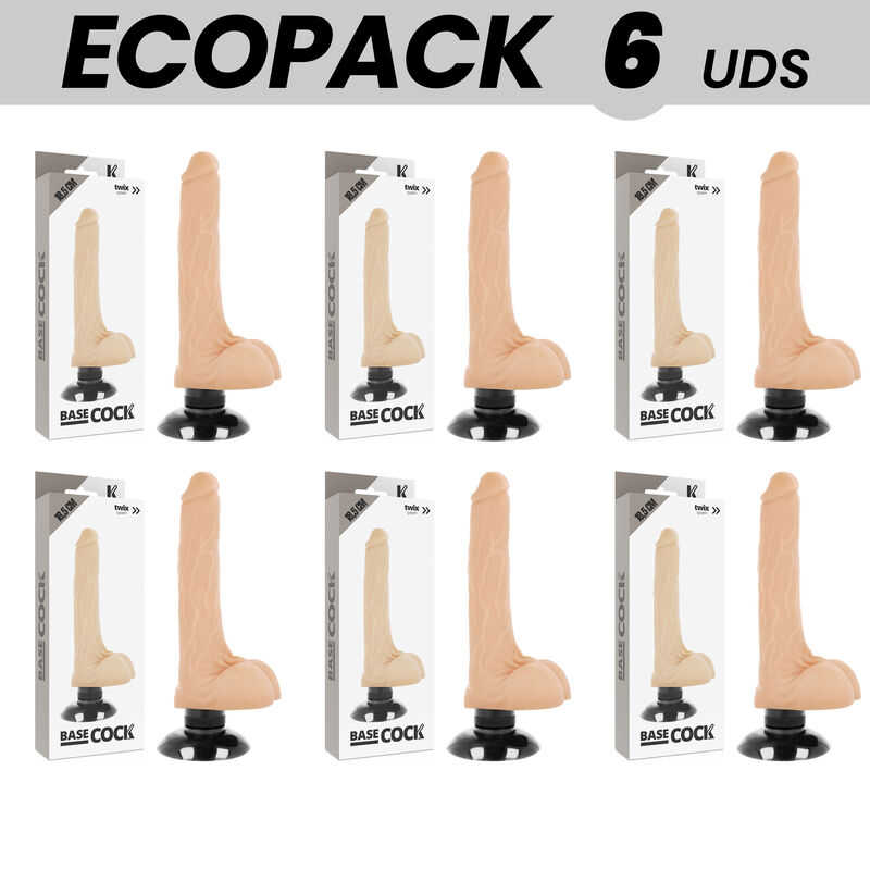 ECOPACK 6 UNITÉS – BASECOCK VIBRATEUR RÉALISTE 2-1 NATUREL 18.5 CM -O- 4 CM
