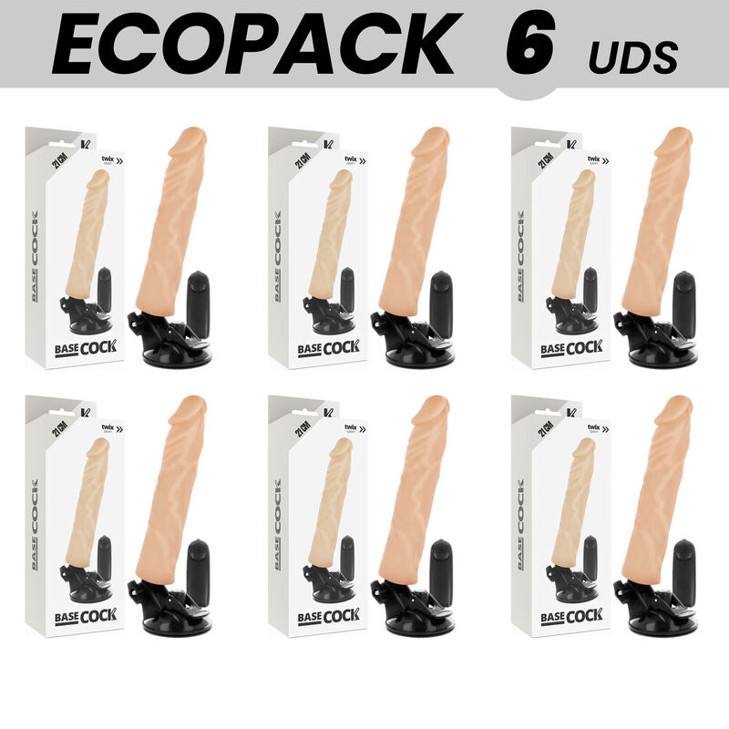 ECOPACK 6 UNITÉS – BASECOCK VIBRATEUR RÉALISTE TÉLÉCOMMANDE NATUREL 21 CM -O- 4 CM