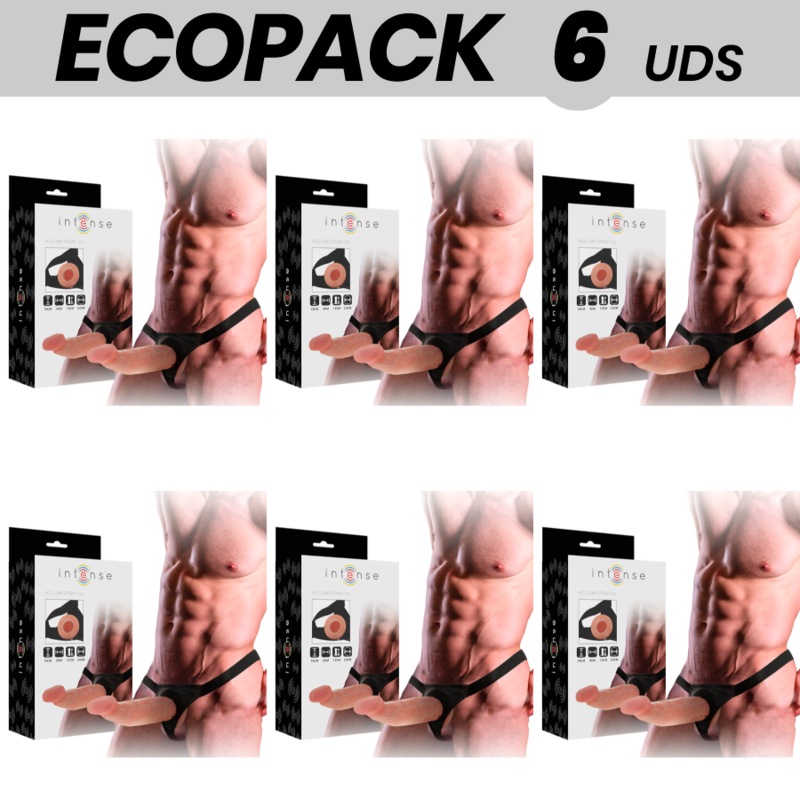 ECOPACK 6 UNITÉS – INTENSE HARNAIS CREUX AVEC GODE 18 X 3,5 CM