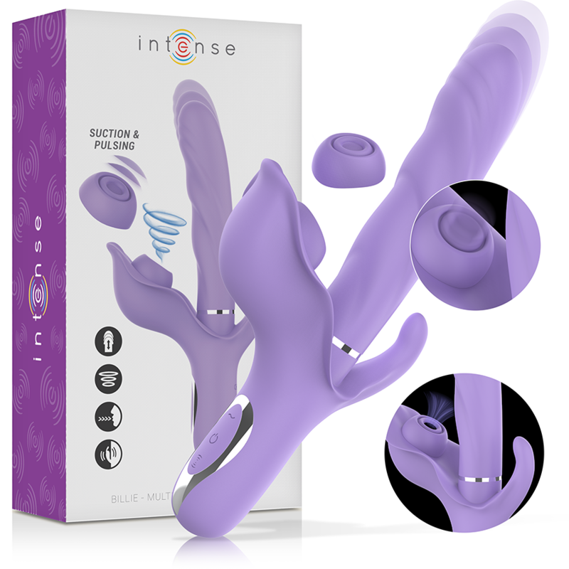 INTENSE – BILLIE VIBRATEUR MULTIFONCTION RECHARGEABLE ONDES STIMULANTES AVEC BOUTON POUSSOIR VIOLET