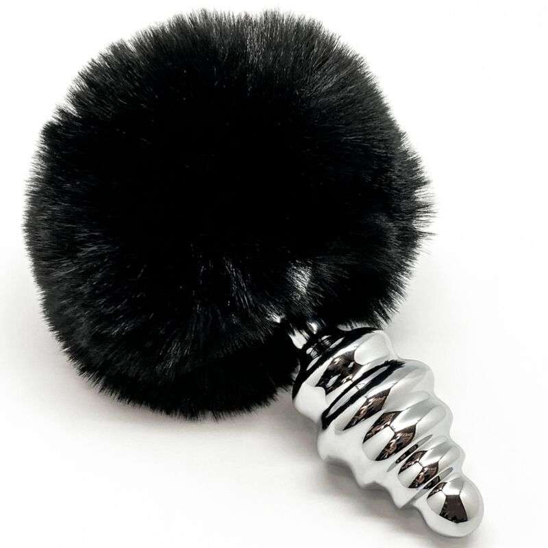 ALIVE – PLUG DE PLAISIR ANAL SPIRAL METAL FLUFFY NOIR TAILLE L
