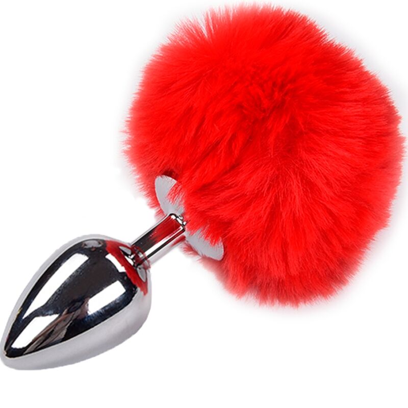 ALIVE – PLUG DE PLAISIR ANAL LISSE MÉTAL FLUFFY ROUGE TAILLE S