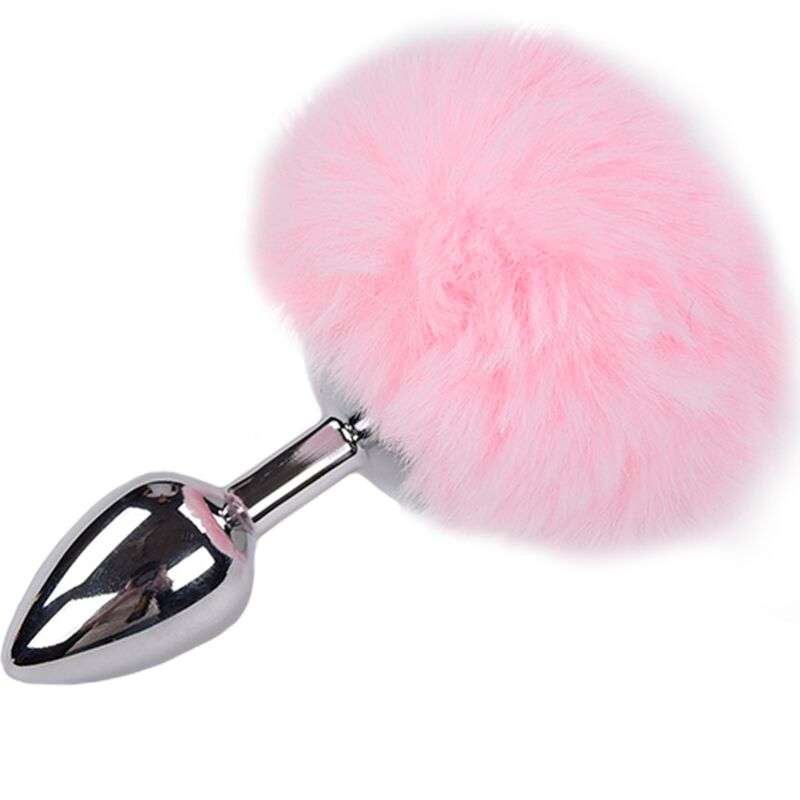 ALIVE – PLUG DE PLAISIR ANAL LISSE MÉTAL FLUFFY ROSE TAILLE S