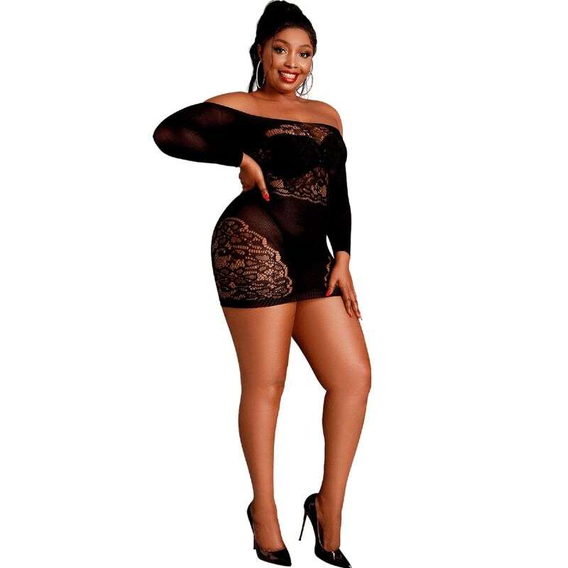 MOONLIGHT – ROBE À MANCHES LONGUES MODÈLE 7 NOIRE GRANDE TAILLE