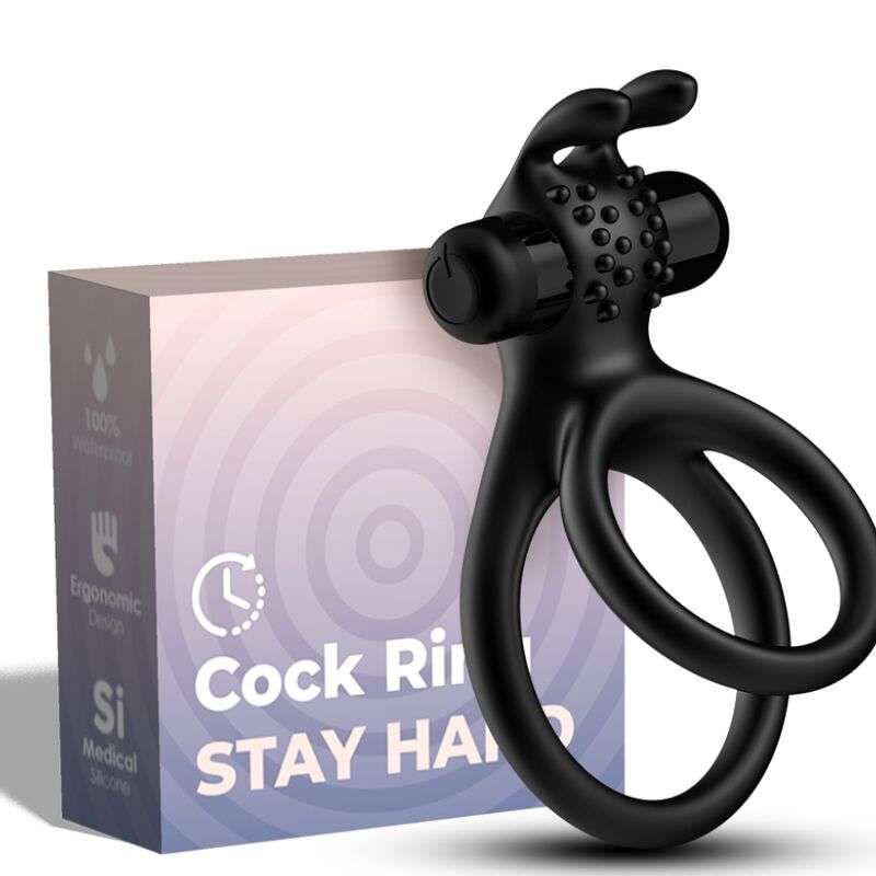 ARMONY – ANNEAU VIBRATEUR DOUBLE TRAVELER POUR COUPLES LAPIN NOIR