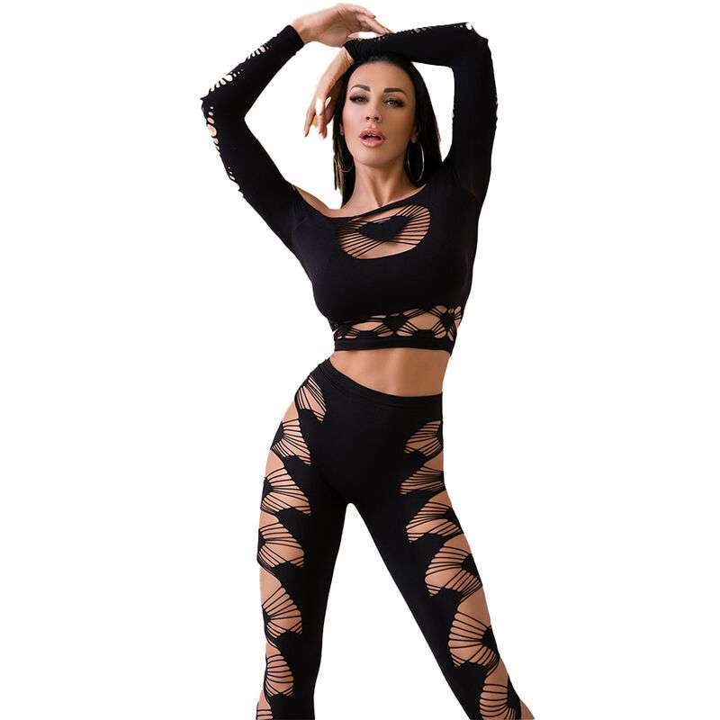 CHILIROSE – CR 4436 TOP  LEGGINS NOIR S/L