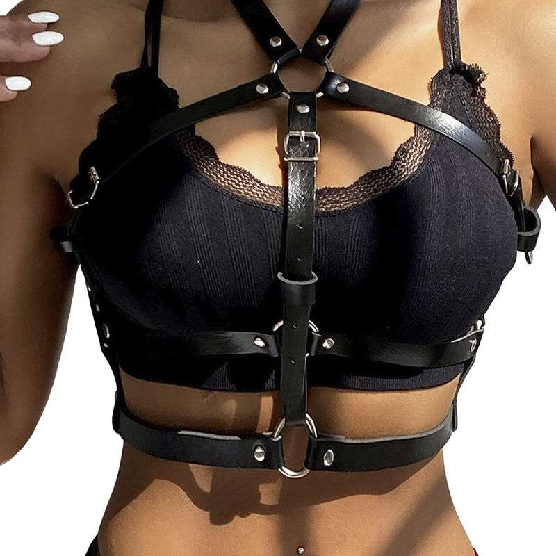 SUBBLIME – HARNAIS POITRINE ANNEAU CUIR NOIR TAILLE UNIQUE