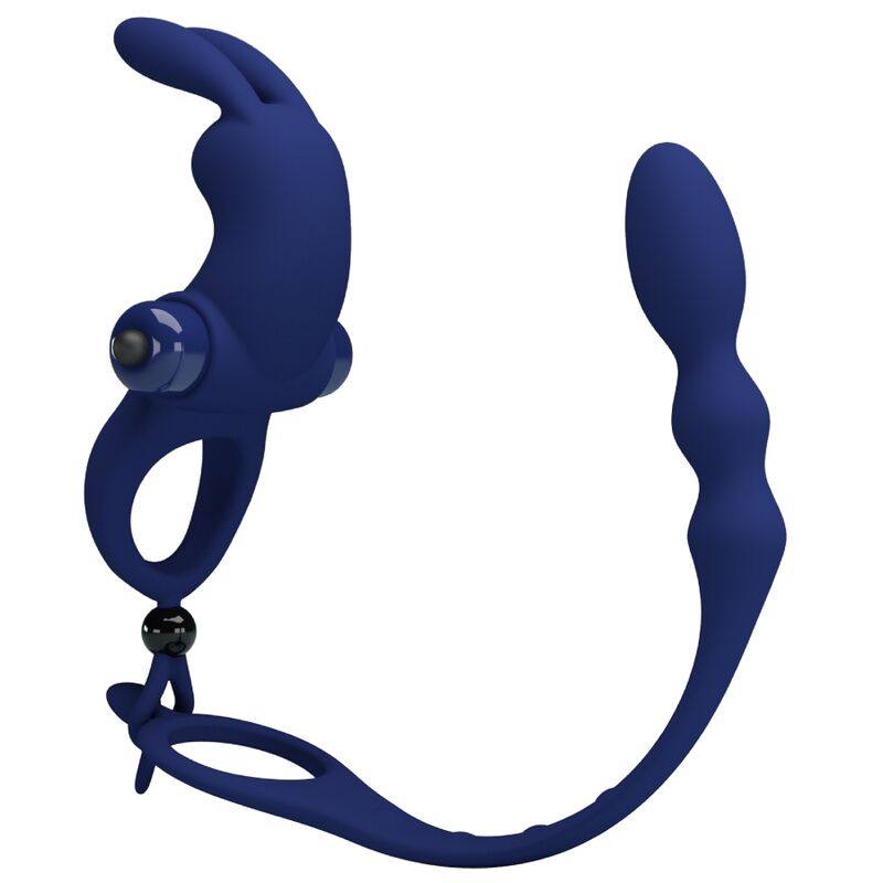 PRETTY LOVE – AYAD ANNEAU VIBRATEUR LAPIN AVEC PLUG BLEU