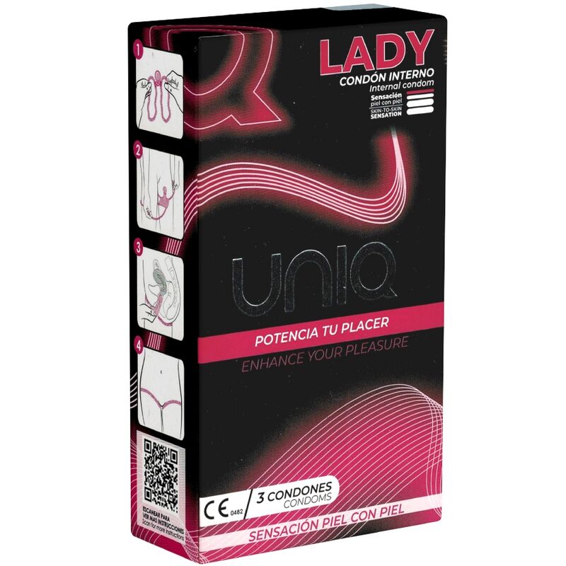 UNIQ – LADY CONDOM PRÉSERVATIFS FÉMININS SANS LATEX AVEC PORTE-JARRETELLES 3 UNITÉS