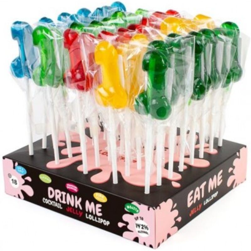 SECRETPLAY – AFFICHAGE ASSORTIMENT DE SUCETTES PÉNIS AVEC ALCOOL 40 UNITÉS
