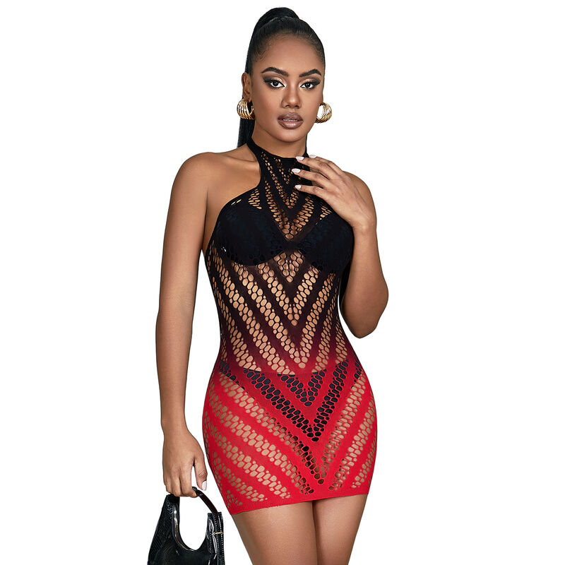 SUBBLIME – 952242 ROBE RÉSILLE ÉLASTIQUE DÉGRADÉ ROUGE ET NOIR TAILLE UNIQUE
