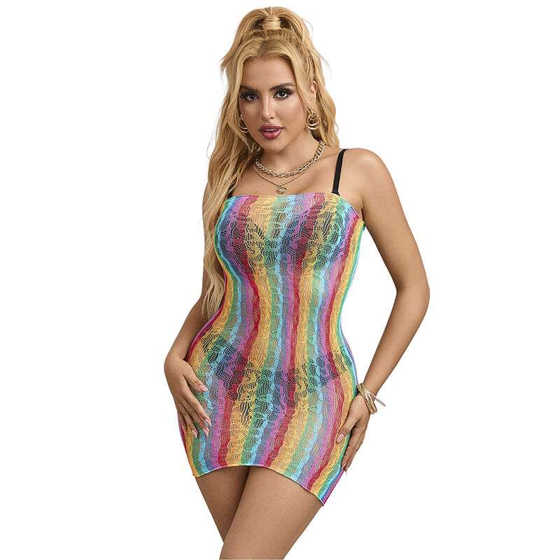 SUBBLIME – 952457 ROBE RÉSEILLE SANS MANCHES ÉPAULES DÉNUDÉES ARC-EN-CIEL TAILLE UNIQUE