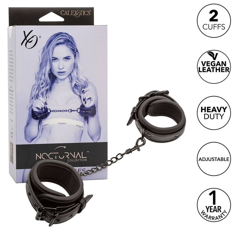 CALEXOTICS – NOCTURNAL POIGNETS EN CUIR RÉGLABLES NOIRS