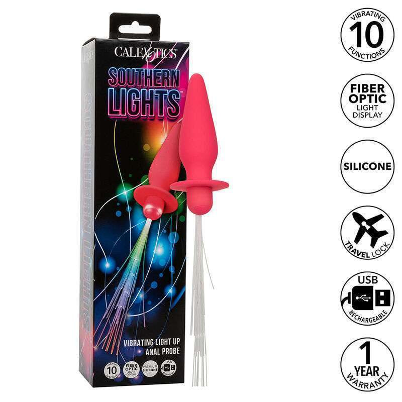 CALEXOTICS – SOUTHERN LIGHTS LIGHT UP PLUG ANAL 10 VIBRATIONS SILICONE ROSE