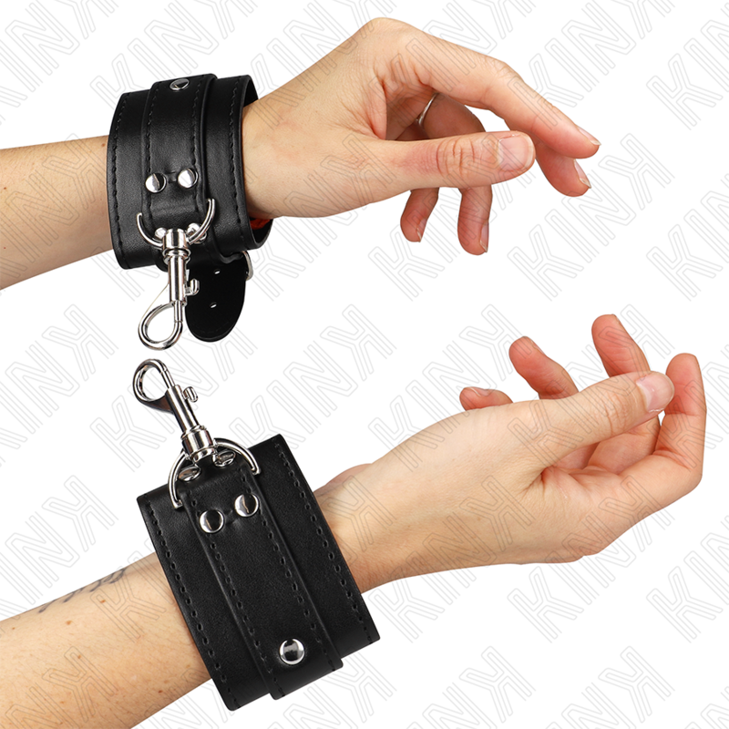 KINK – APPAREILS-POIGNETS VERROUILLABLES DUNGEON NOIR AJUSTABLES 21-28 CM X 5,5 CM