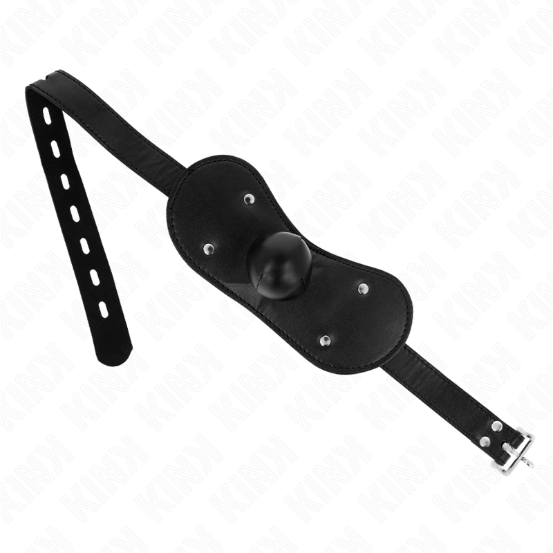 KINK – MASQUE BOUCLES BALL GAG AVEC SERRURE RÉGLABLE 42-60 CM