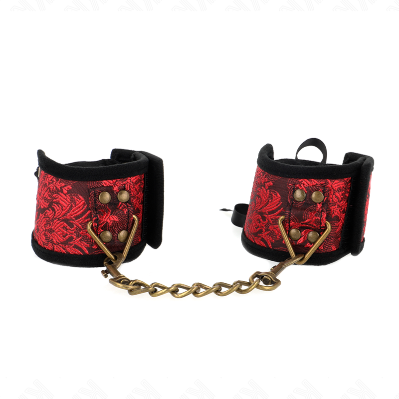 KINK – ATTACHE-POIGNETS SCANDAL DÉTAILS DENTELLE ROUGE-NOIR 24,5 CM X 6,5 CM