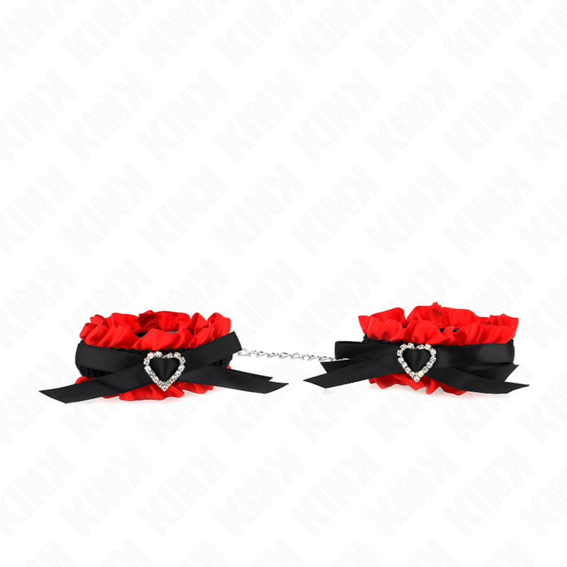 KINK – ATTENTES-POIGNETS ÉLASTIQUES EN DENTELLE DÉTAILS COEUR ROUGE RÉGLABLES 22-35 CM