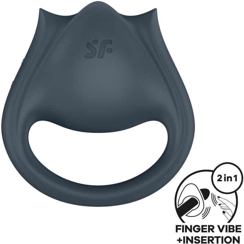 SATISFYER – PERFECT PAIR 2 MULTIVIBRATEUR 2 EN 1 ANNEAU PÉNIS ET STIMULATEUR DE DOIGTS GRIS