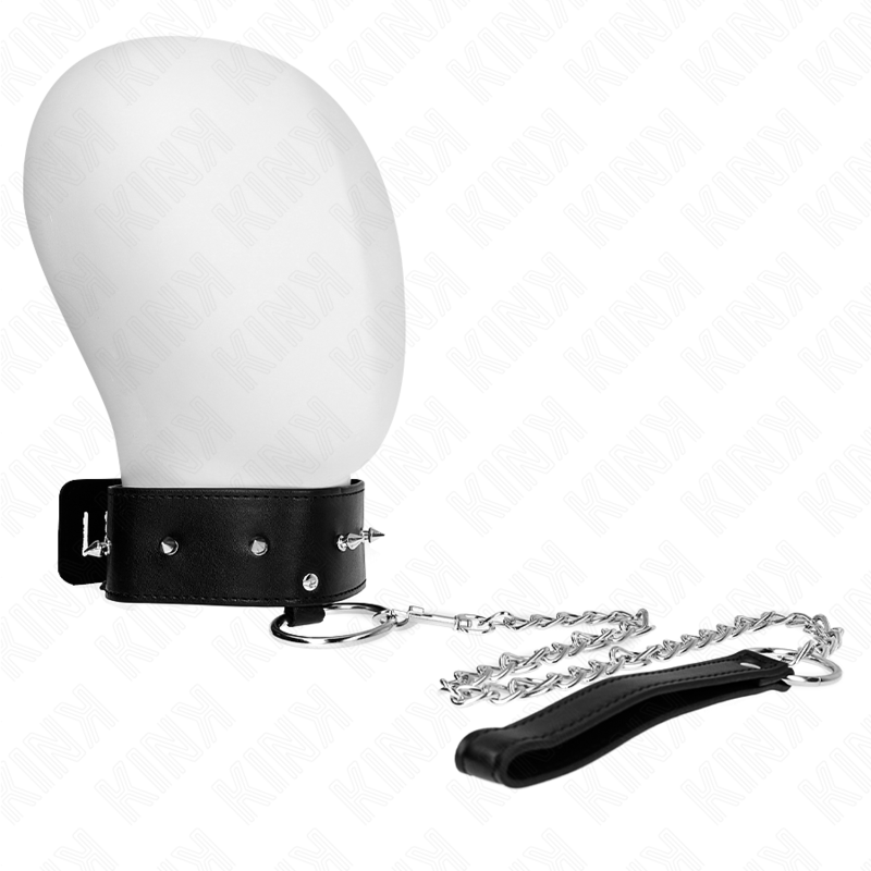 KINK – COLLIER 65 CM AVEC LAISSE AVEC CLOUS ARGENTÉS MODÈLE 2 RÉGLABLE 36-43 CM X 5 CM