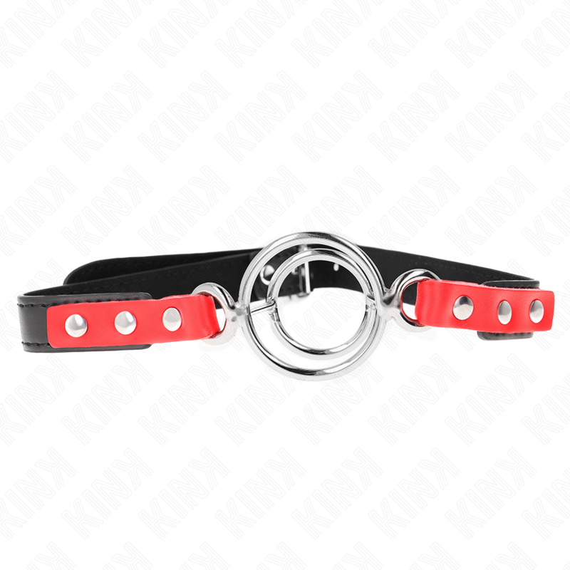 KINK – GAG AVEC PLUSIEURS O-RINGS 4 / 4,8 CM ROUGE 38 X 56 CM