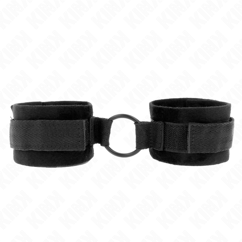KINK – MANCHETTES DÉBUTANT FOURRURE 25 CM AVEC O-RING 4 CM NOIR AJUSTABLE 15-25 CM