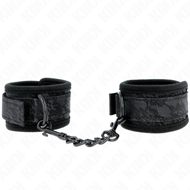 KINK – POIGNETS RECOUVERTS DE DENTELLE FONCÉE NÉOPRÈNE AJUSTABLE NOIR 20-29 CM X 5 CM