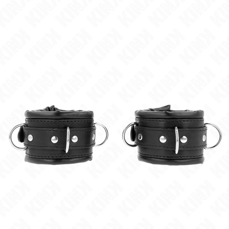 KINK – APPUI-POIGNETS LOURDS DOUBLÉS DE FOURRURE NOIRE RÉGLABLES 20-30 CM X 6 CM