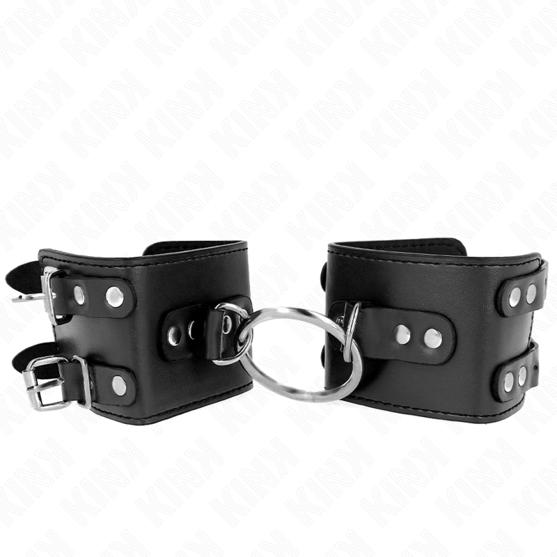 KINK – APPUI-POIGNETS FIXES AVEC ANNEAU ET CLOUS RÉGLABLES NOIR 17-22 CM X 6,5 CM